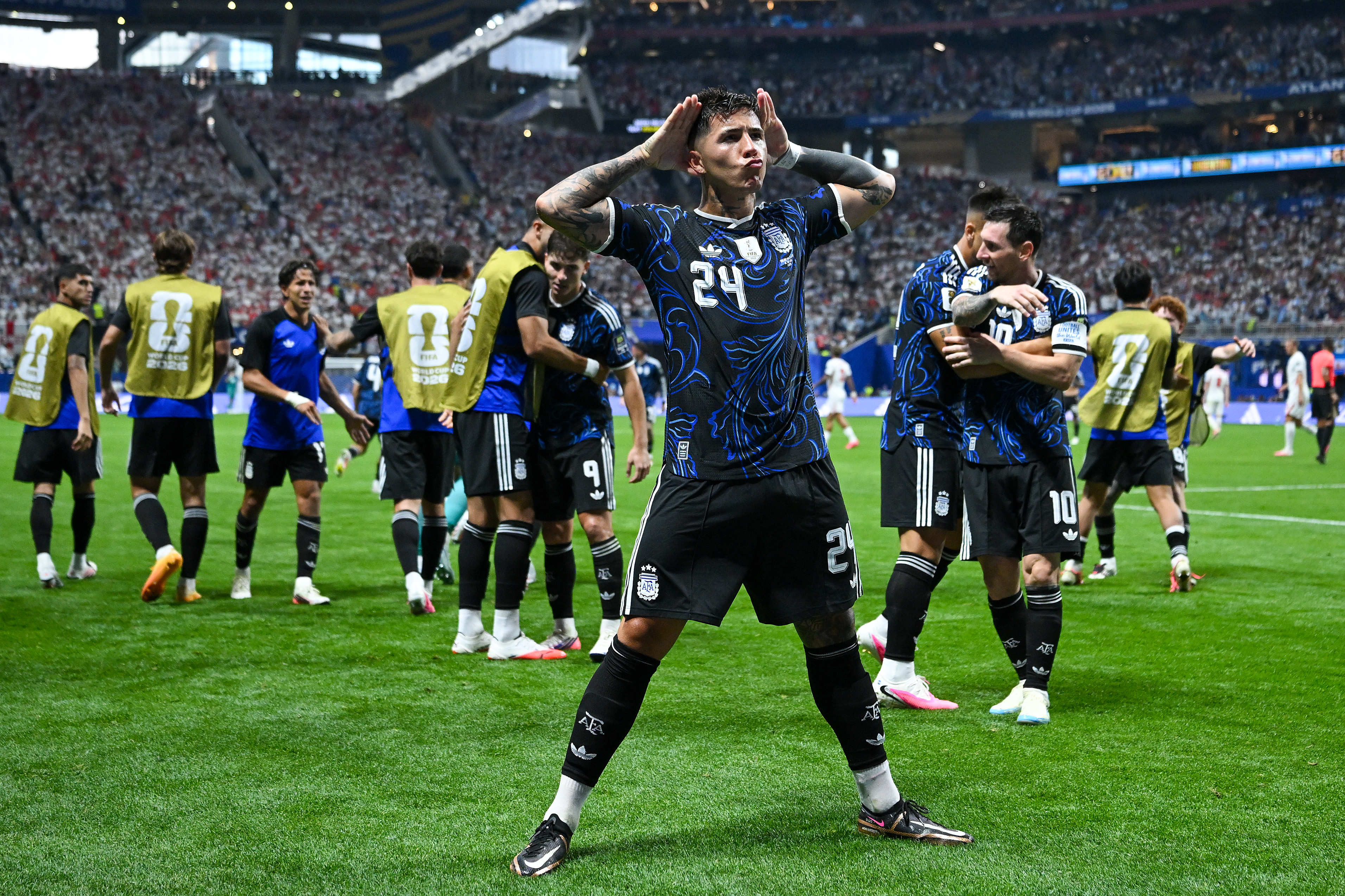 Enzo Fernández durante un partido con la selección de Argentina en el Mundial 2026